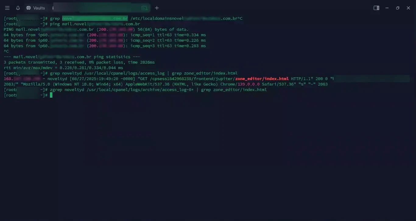 CLI verification of /etc/localdomains, network resolution, and access logs