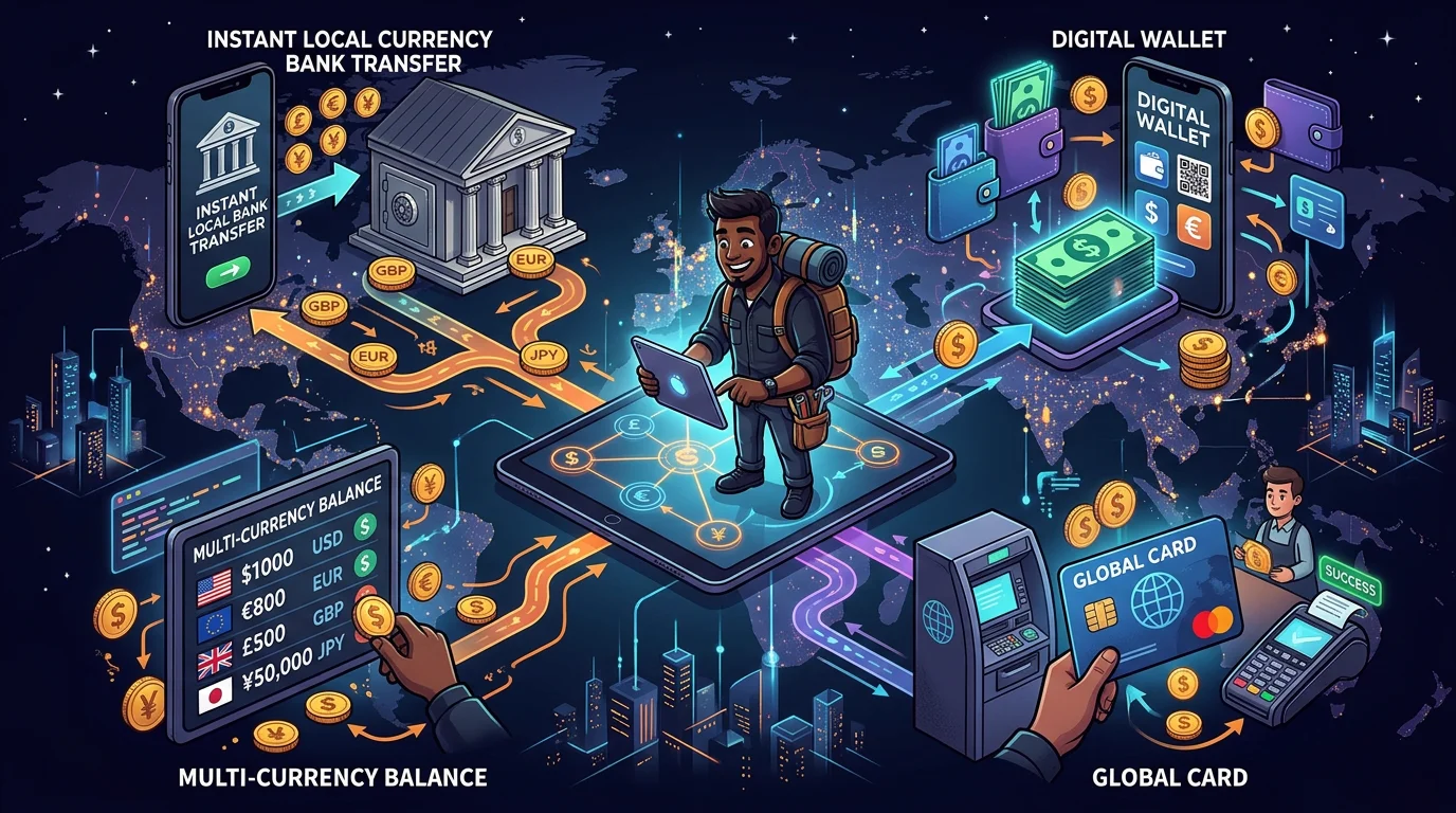Global withdrawal methods and multi-currency payout rails for international contractors