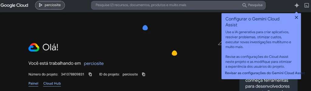 Figure 1: Navigating to the Google Cloud Console home dashboard while authenticated