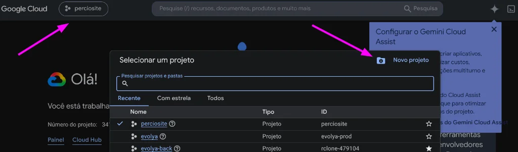 Figure 2: Project selector dialog displaying recent projects and the New Project button