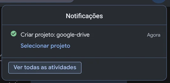 Figure 4: Notification confirming successful project creation with Select Project link