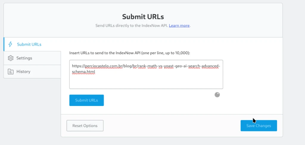 Instant Indexing submit URLs to IndexNow API in Rank Math